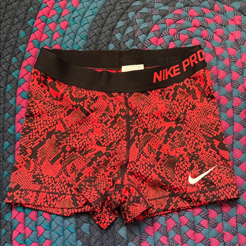 Nike Pro Women's Athletic Shorts - Red and Black